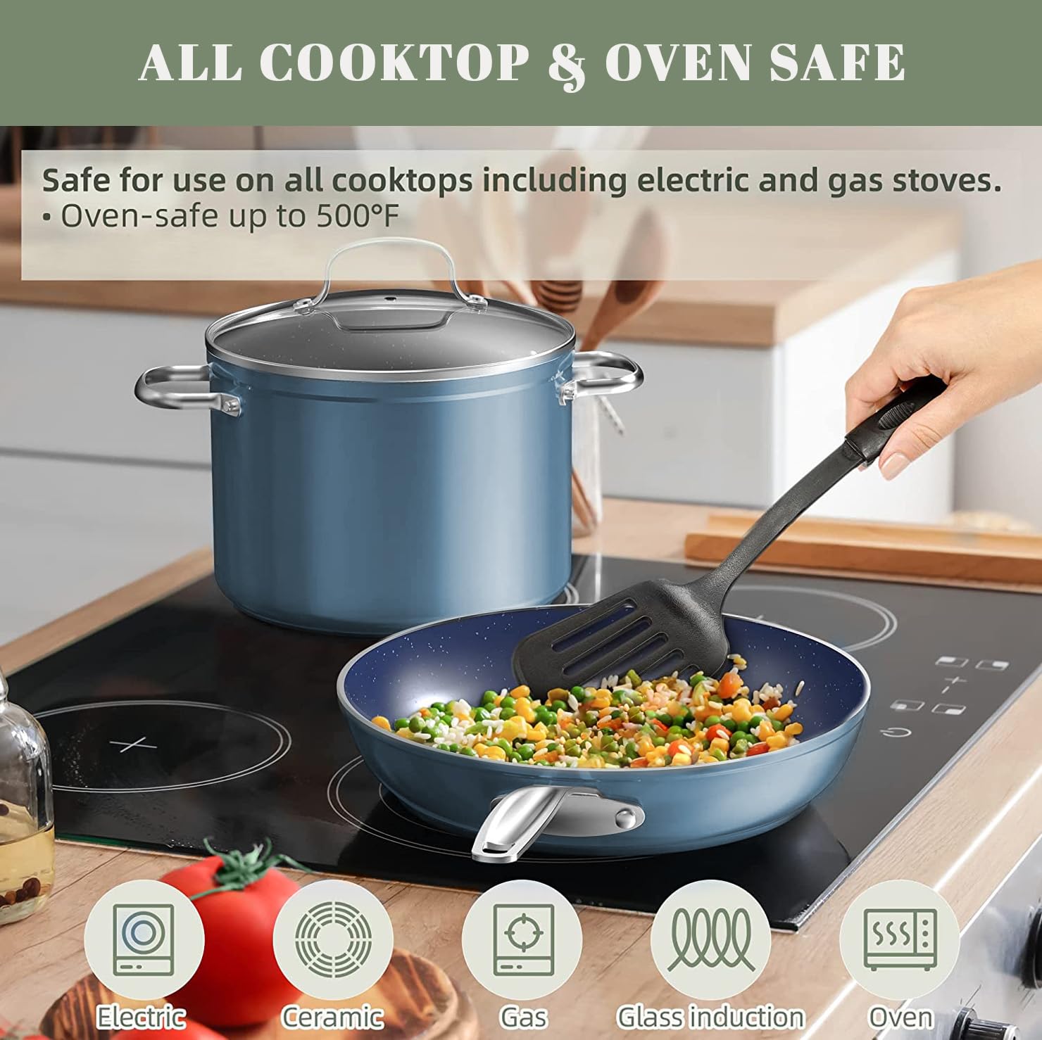 Foto 5 | Juego de Utensilios de Cocina Nuwave Healthy Duralon Blue Ceramic 7 Piezas - Venta Internacional
