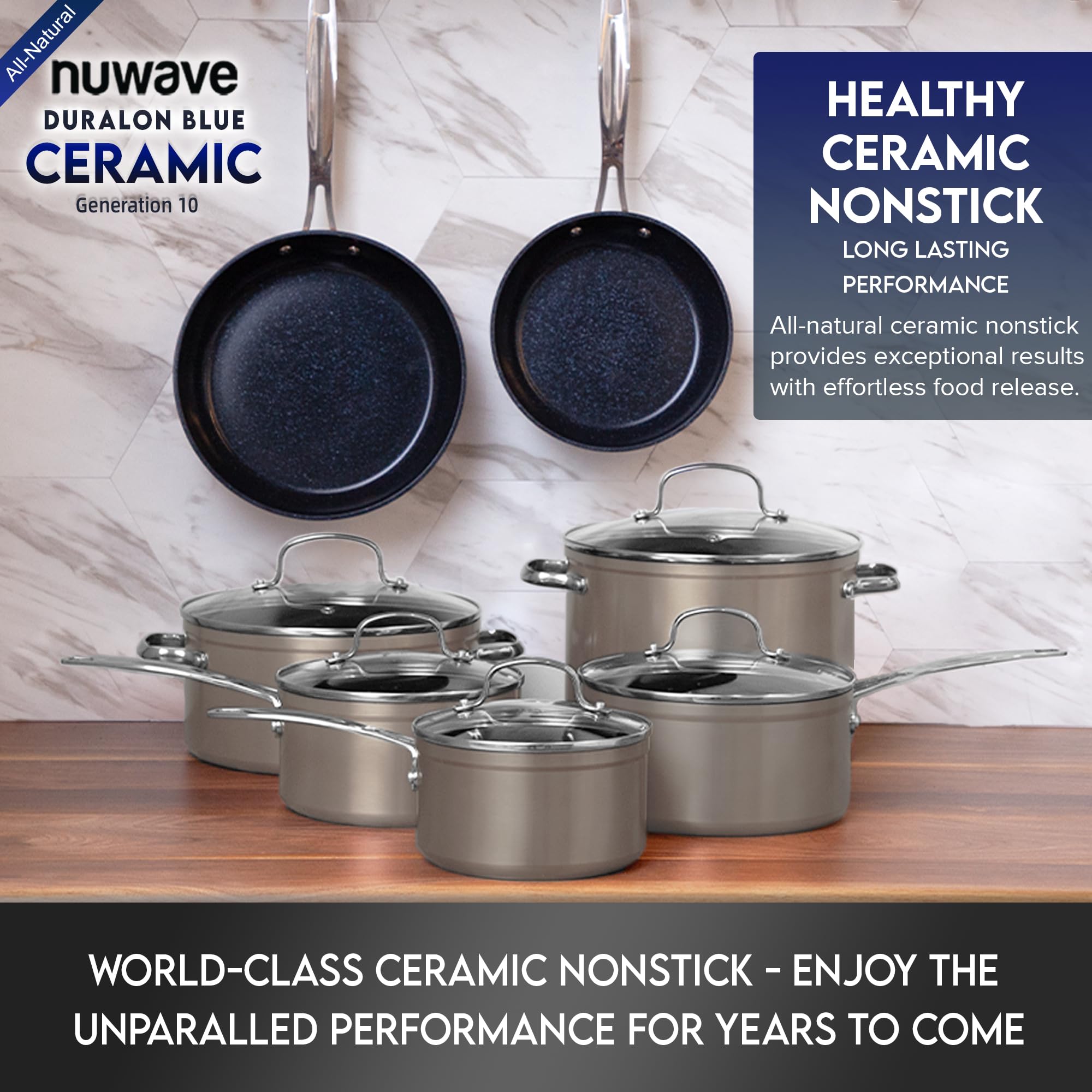 Foto 6 pulgar | Set de Utensilios de Cocina Nuwave Healthy Duralon Blue Ceramic Antiadherente - Venta Internacional