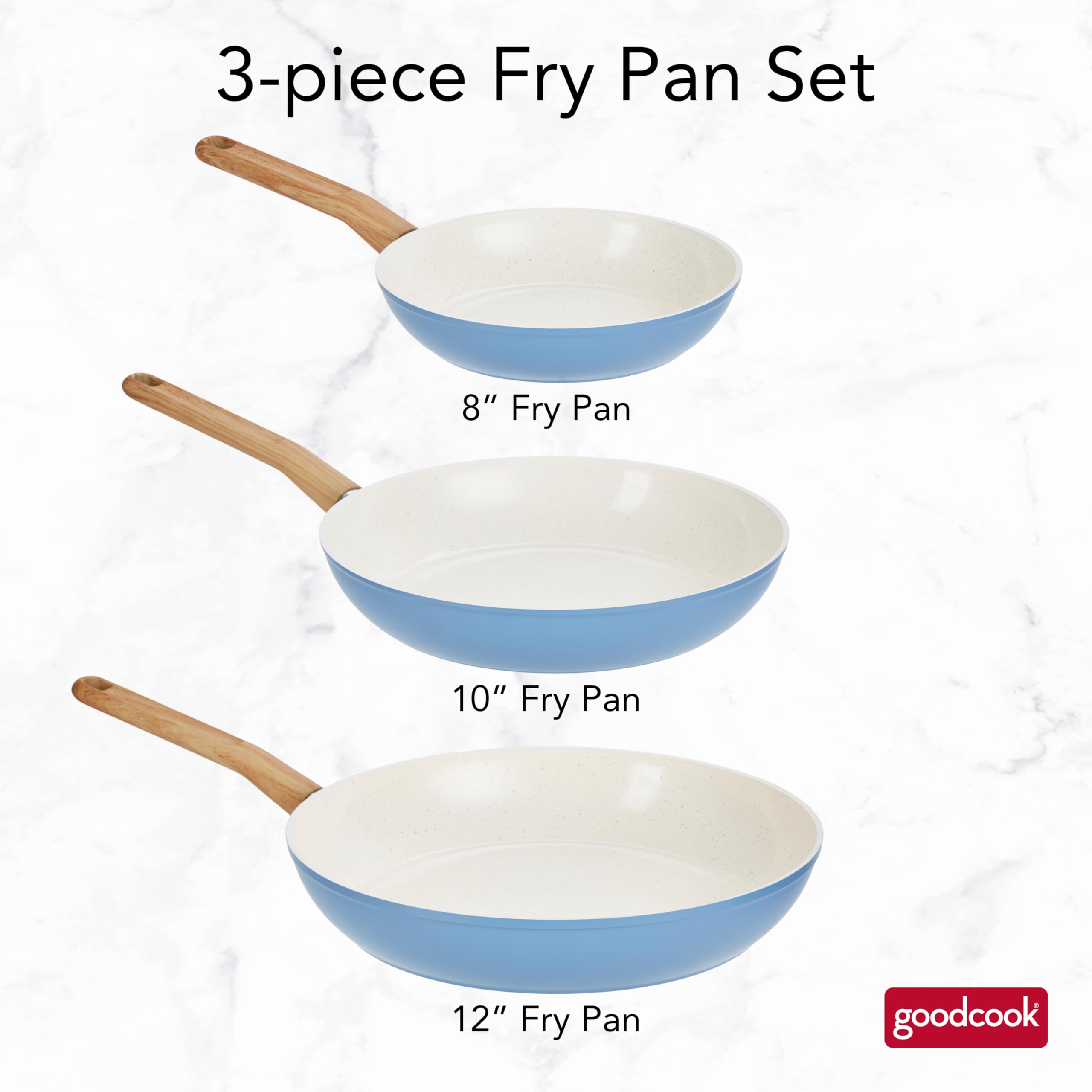 Foto 2 | Juego De Sartenes Goodcook Healthy Ceramic Titanium De 3 Piezas, Azul - Venta Internacional.