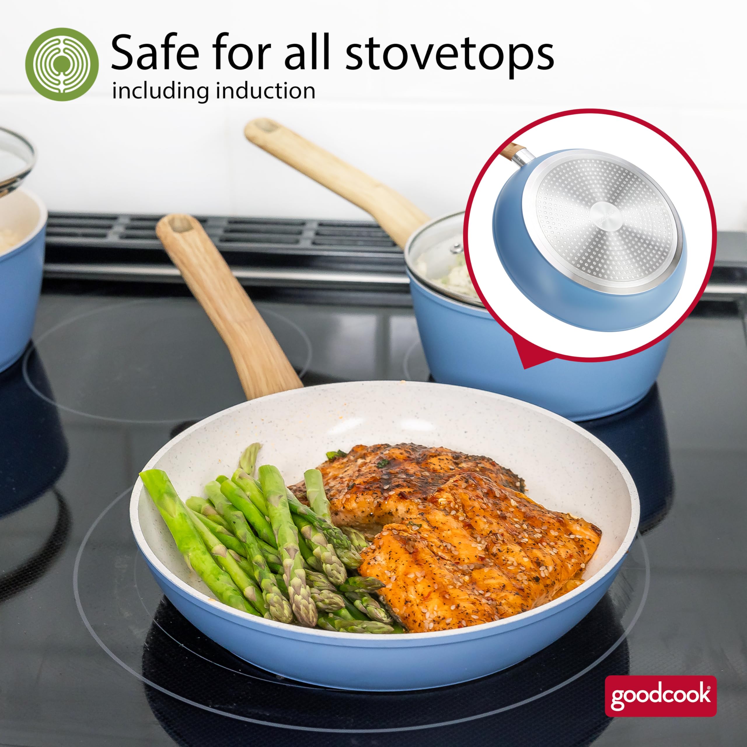 Foto 7 | Juego De Sartenes Goodcook Healthy Ceramic Titanium De 3 Piezas, Azul - Venta Internacional.