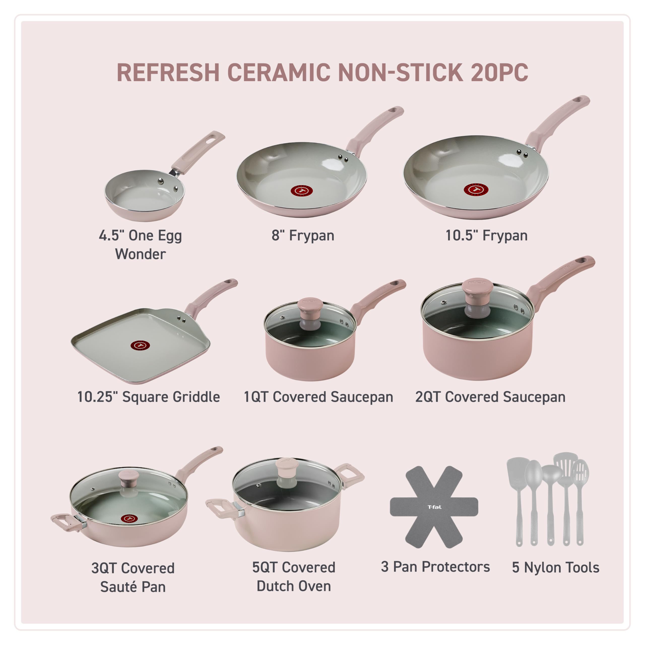 Foto 3 pulgar | Juego De Utensilios De Cocina T-fal Refresh Ceramic De 20 Piezas Con Antiadherente - Venta Internacional.