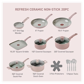 Foto 2 | Juego De Utensilios De Cocina T-fal Refresh Ceramic De 20 Piezas Con Antiadherente - Venta Internacional.