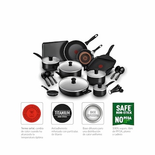 Foto 4 | Batería de Cocina T-Fal Supercook 24 Piezas Antiadherente