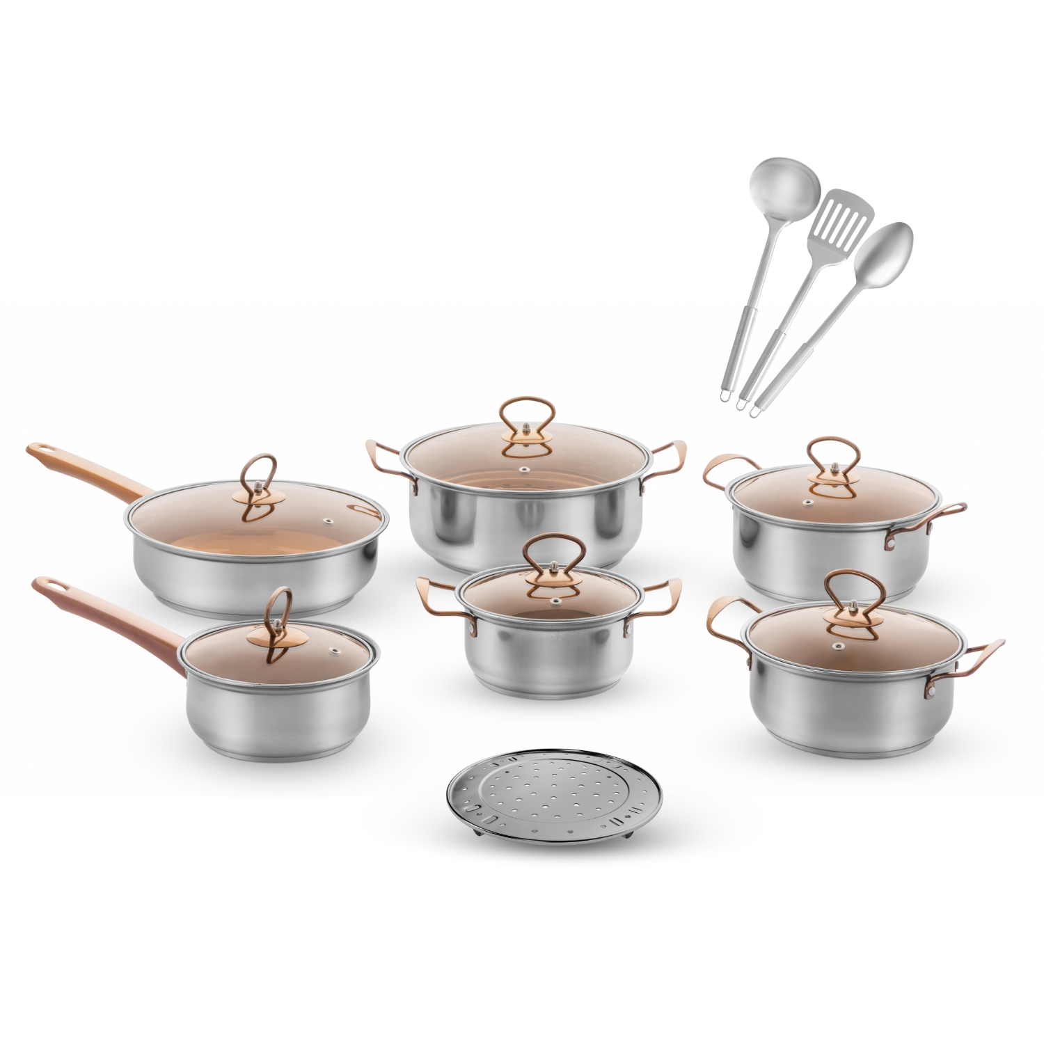 Batería De Cocina Sofía Deluxe Gold + Accesorios 28pz
