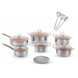 Batería De Cocina Sofía Deluxe Gold + Accesorios 28pz