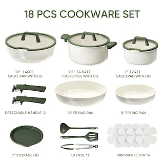Foto 2 | Juego De Utensilios De Cocina Carote Ceramic, 18 Piezas, Antiadherentes Por Inducción, Verde - Venta Internacional.
