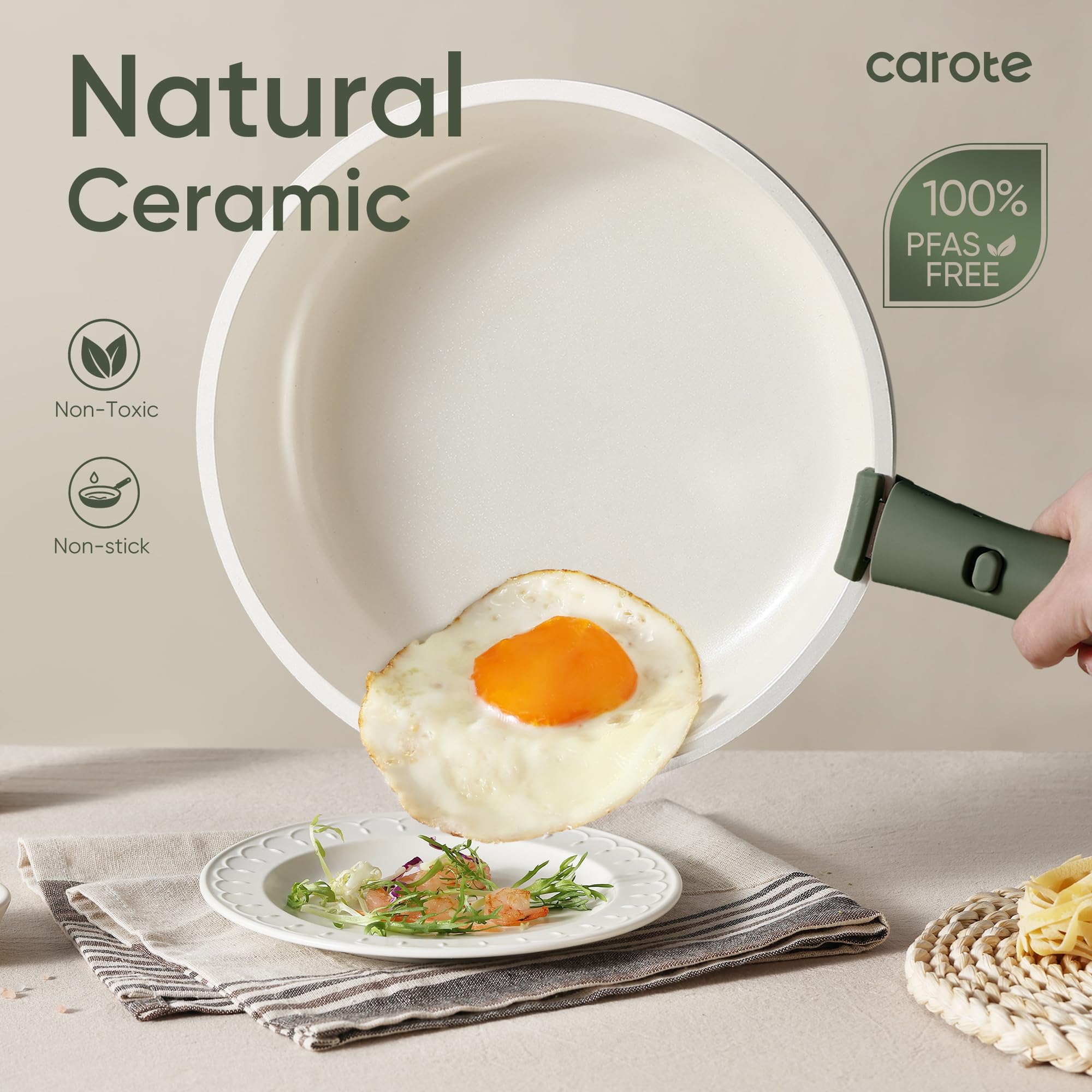 Foto 4 pulgar | Juego De Utensilios De Cocina Carote Ceramic, 18 Piezas, Antiadherentes Por Inducción, Verde - Venta Internacional.