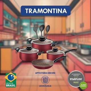 Foto 2 | Batería de Cocina Tramontina Paris 10 Piezas Antiadherente