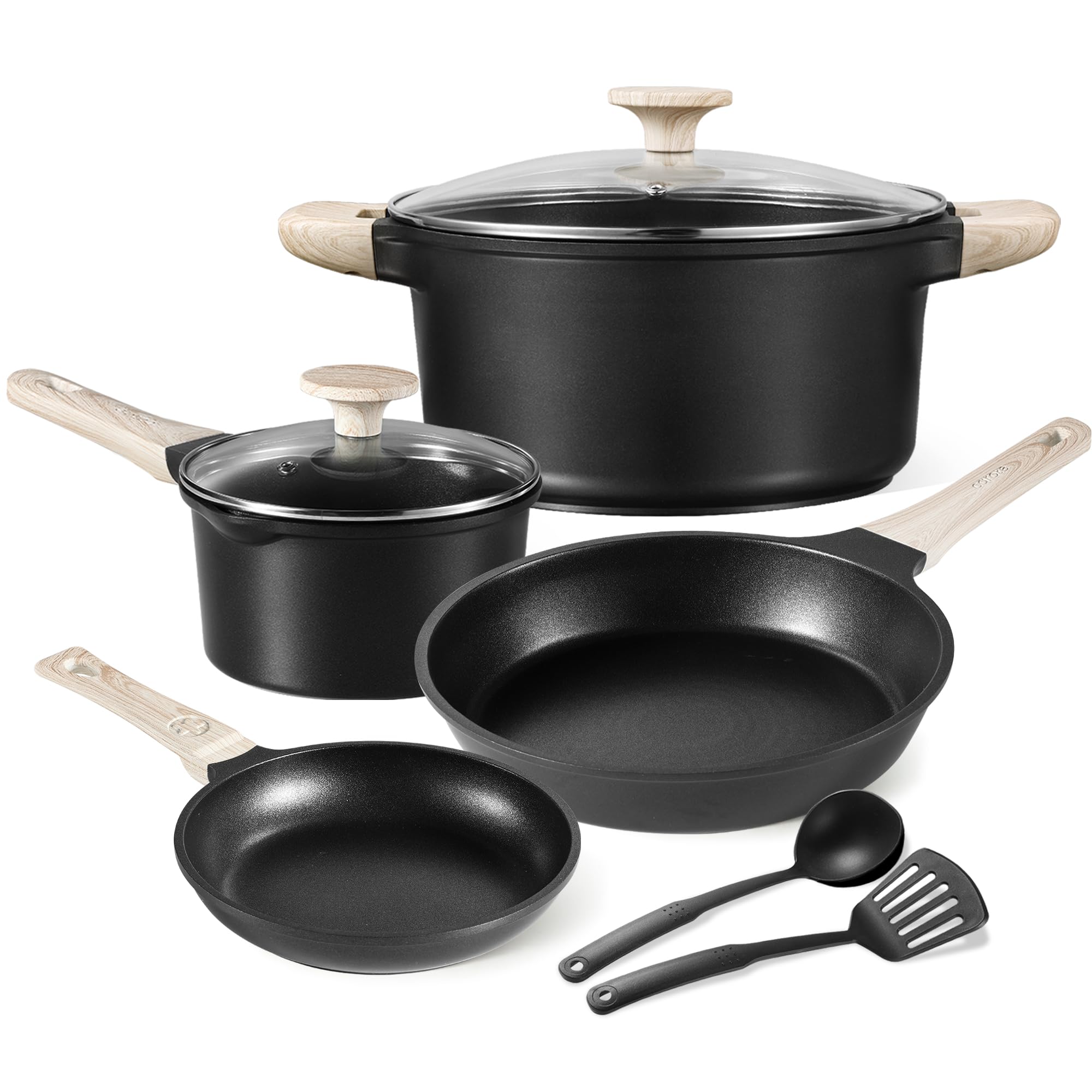 Foto 2 pulgar | Juego De Utensilios De Cocina Carote Antiadherentes Negros, 8 Piezas Con Inducción - Venta Internacional.