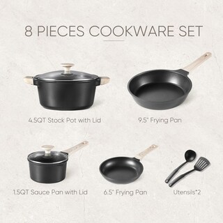 Foto 2 | Juego De Utensilios De Cocina Carote Antiadherentes Negros, 8 Piezas Con Inducción - Venta Internacional.