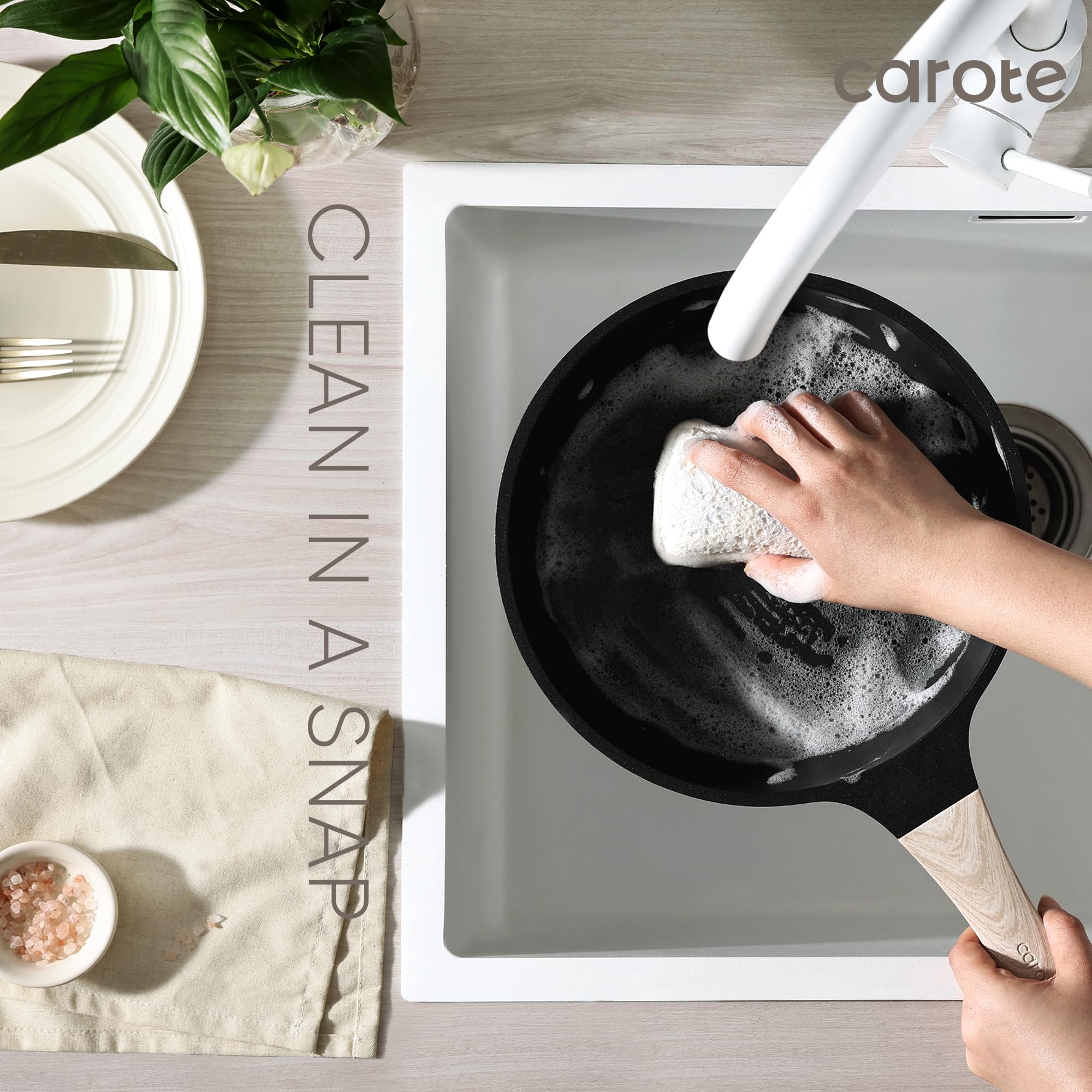 Foto 5 pulgar | Juego De Utensilios De Cocina Carote Antiadherentes Negros, 8 Piezas Con Inducción - Venta Internacional.