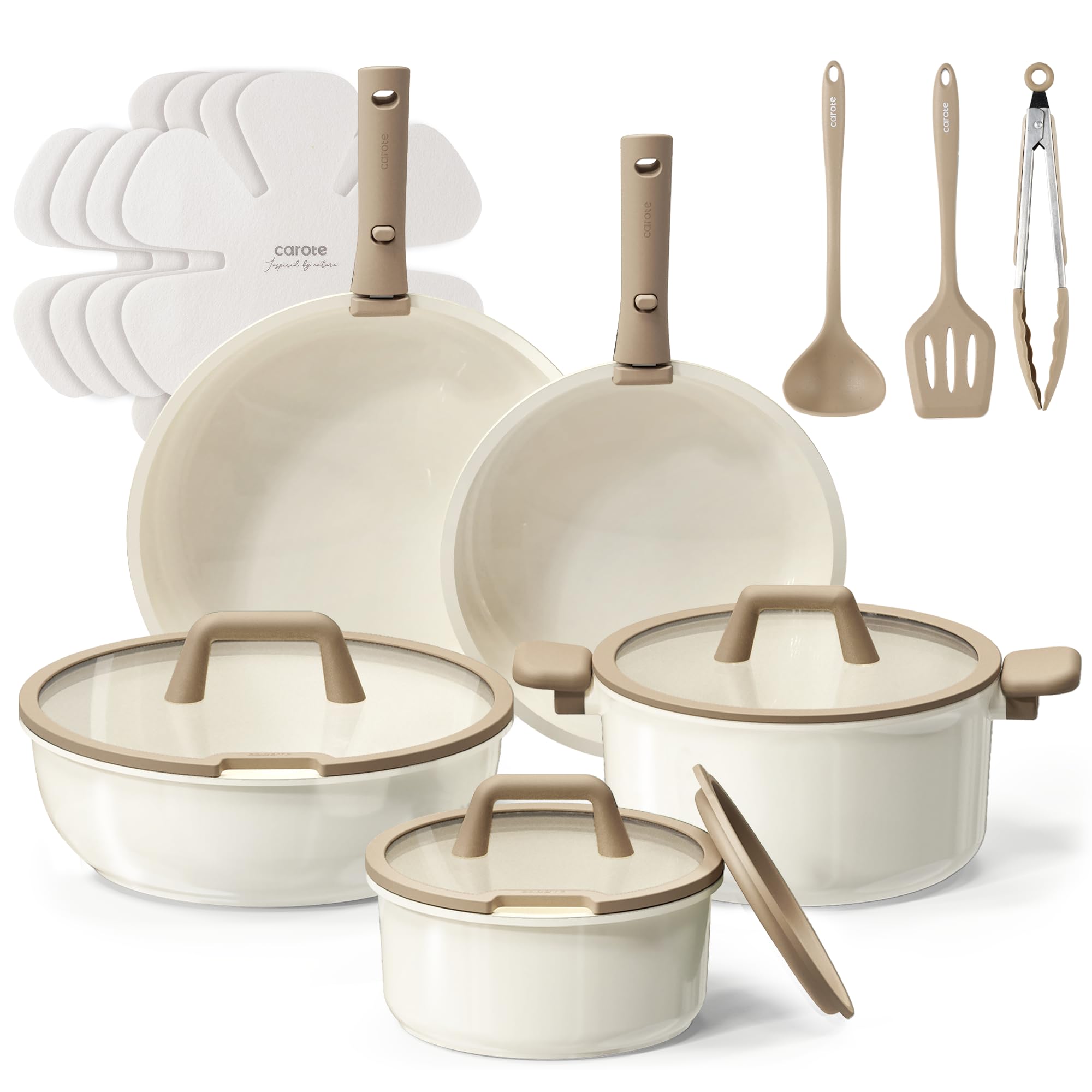 Foto 1 | Juego De Utensilios De Cocina Carote Ceramic, 18 Piezas, Antiadherentes Por Inducción, Marrón - Venta Internacional.