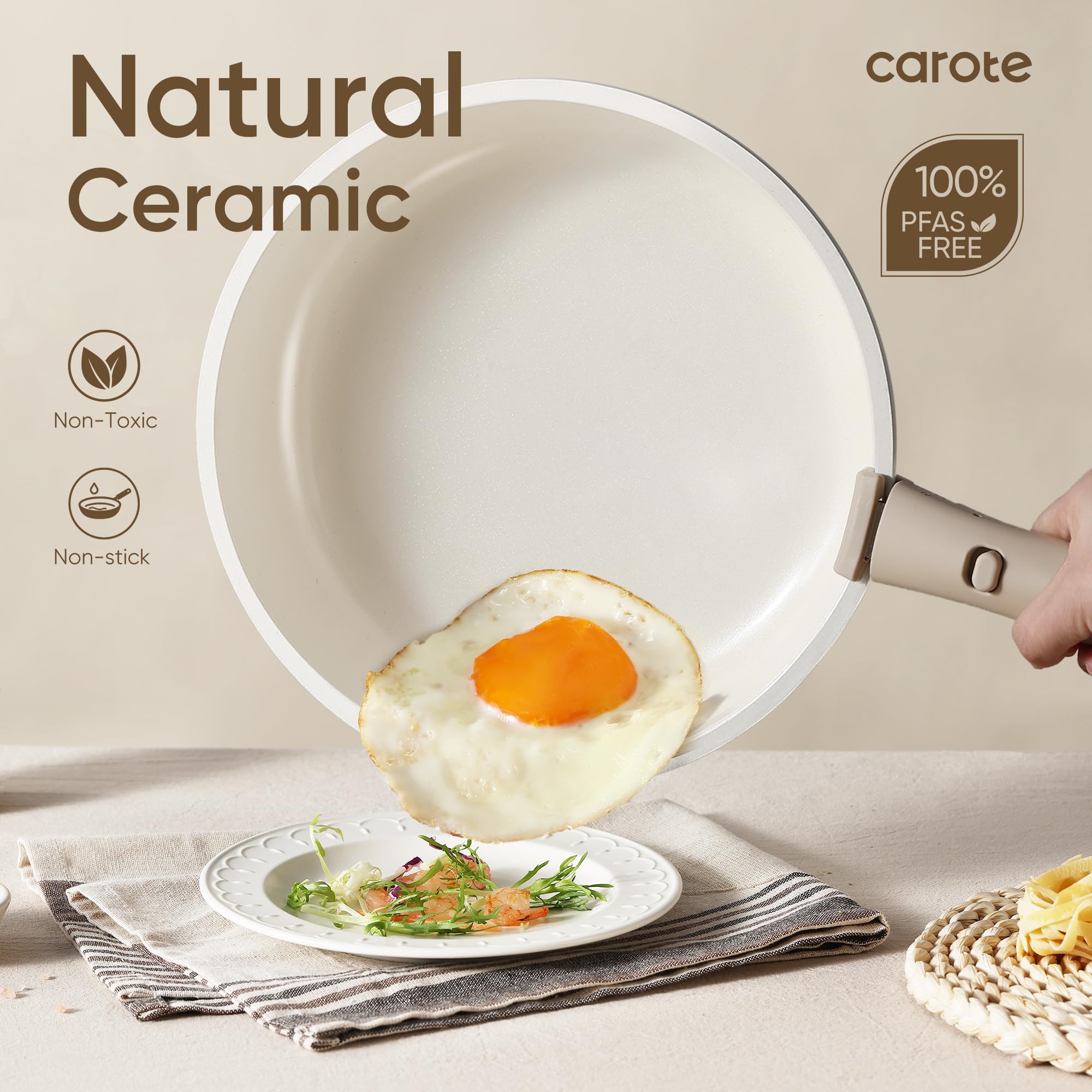 Foto 4 pulgar | Juego De Utensilios De Cocina Carote Ceramic, 18 Piezas, Antiadherentes Por Inducción, Marrón - Venta Internacional.