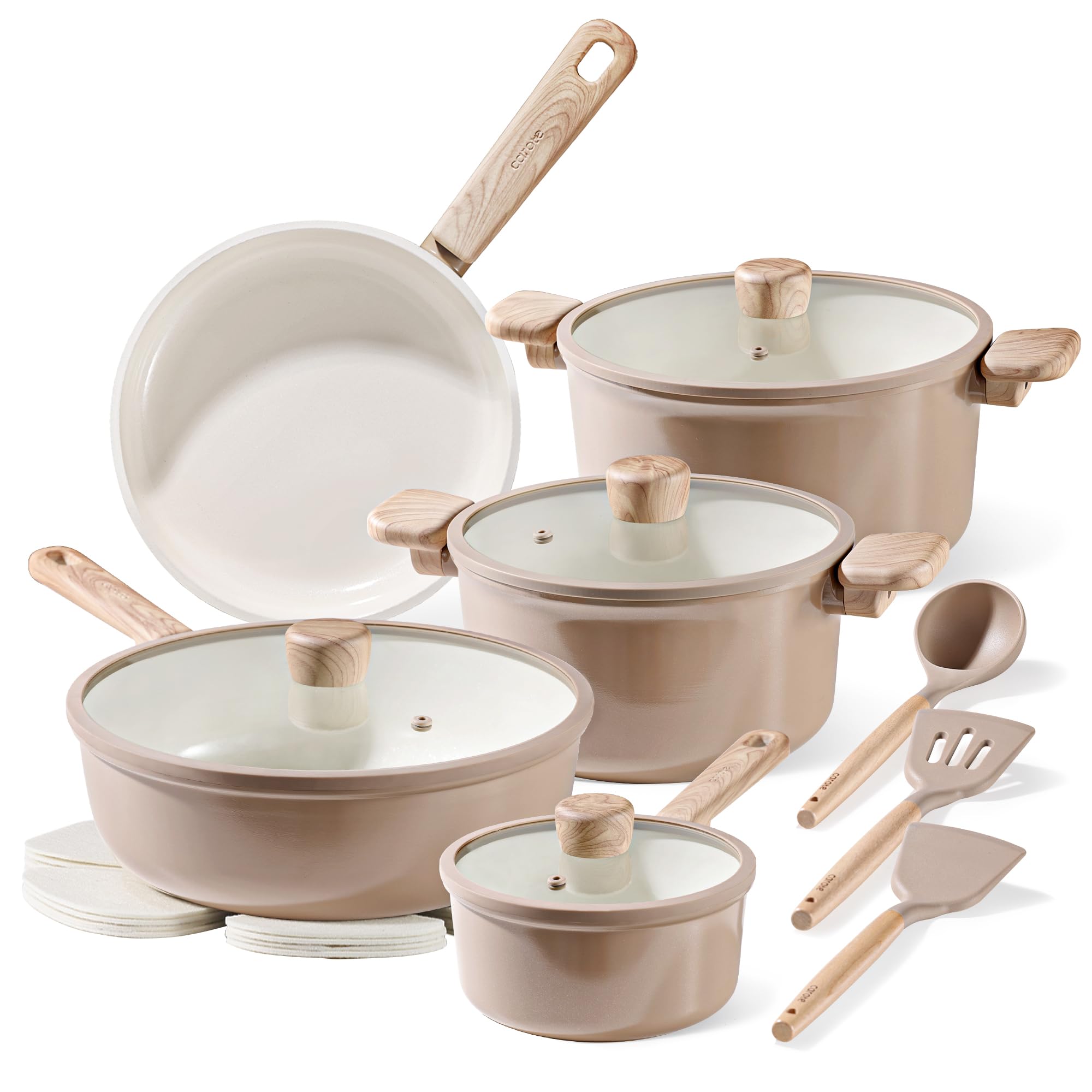 Foto 2 pulgar | Juego De Utensilios De Cocina Carote Ceramic Antiadherente 16 Piezas Taupe - Venta Internacional.