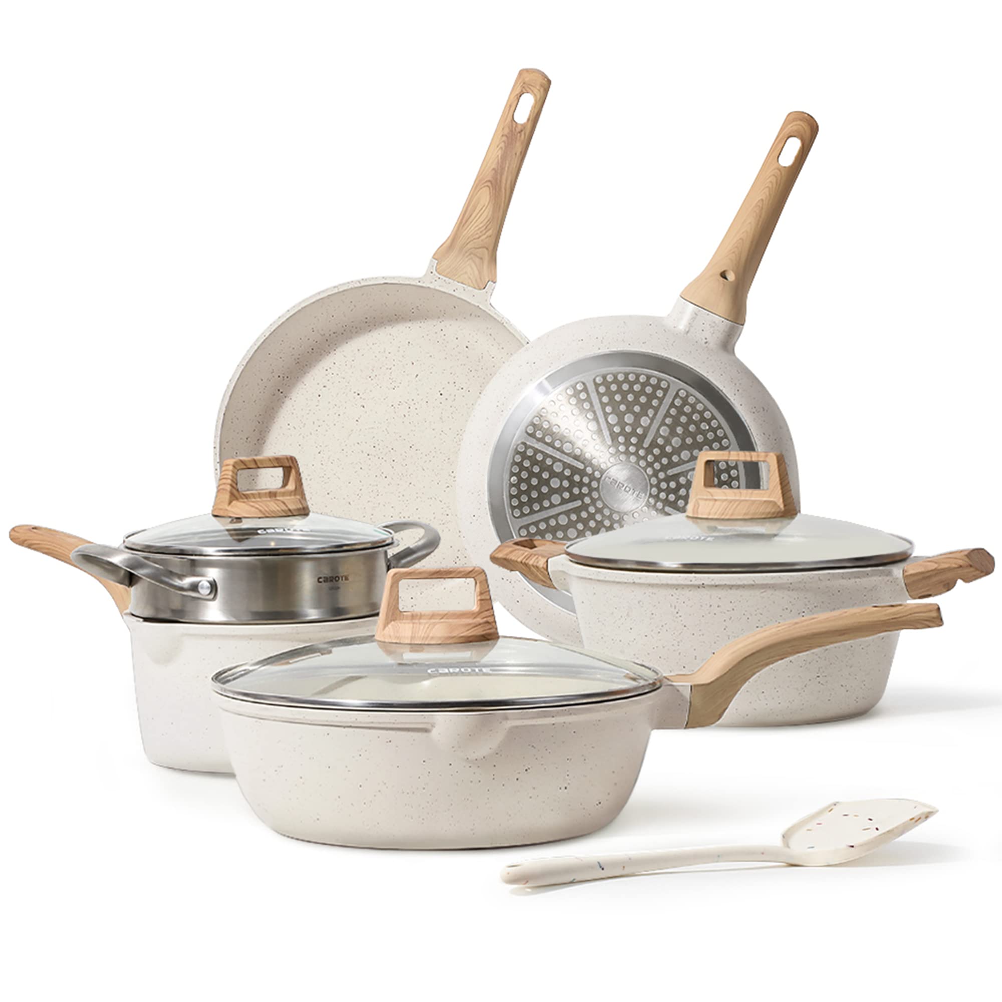 Foto 1 | Juego De Utensilios De Cocina Carote White Granite Induction, 10 Unidades, Antiadherentes - Venta Internacional.