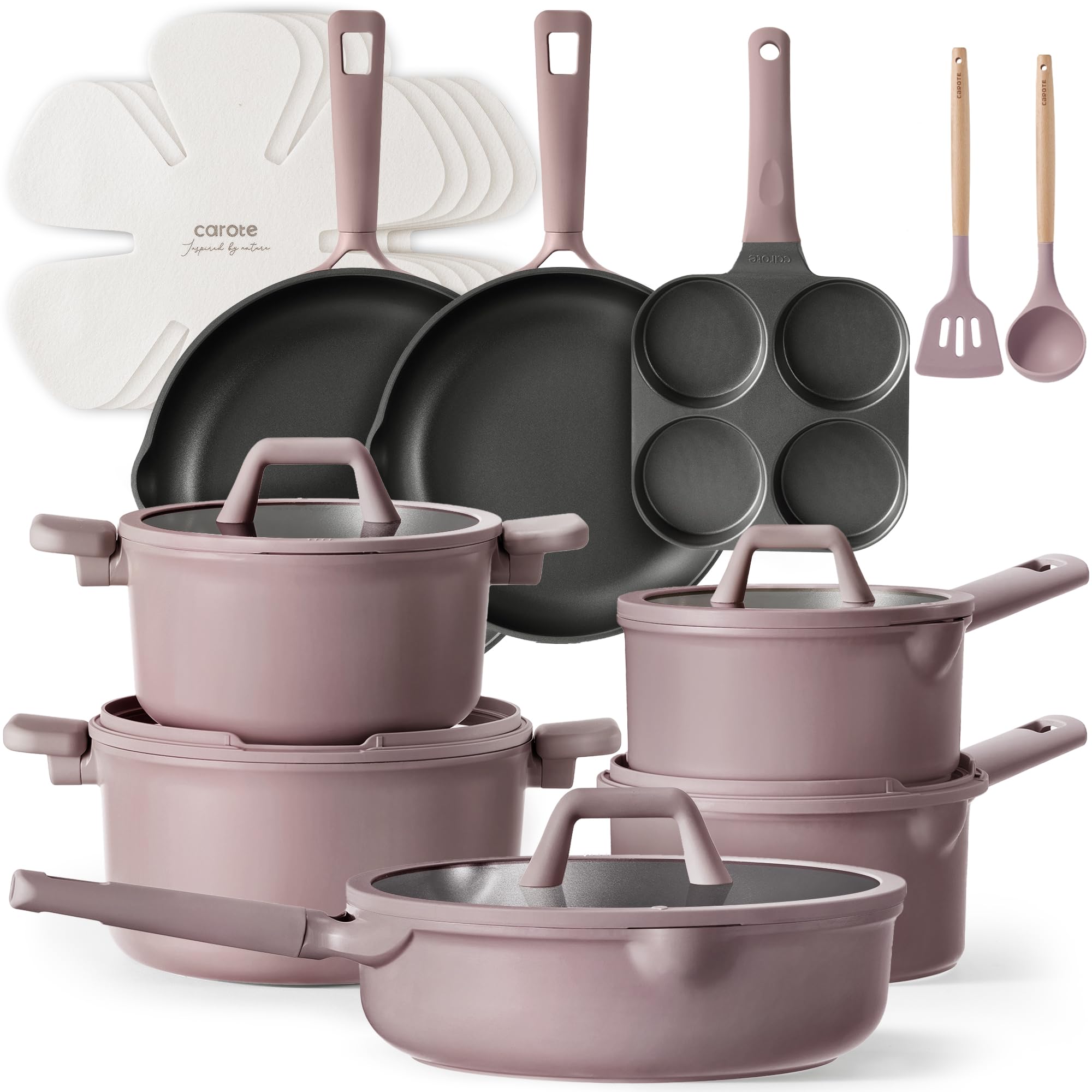 Foto 1 | Juego De Utensilios De Cocina Carote, 19 Piezas, Antiadherentes De Inducción, Color Marrón Rosado - Venta Internaciona