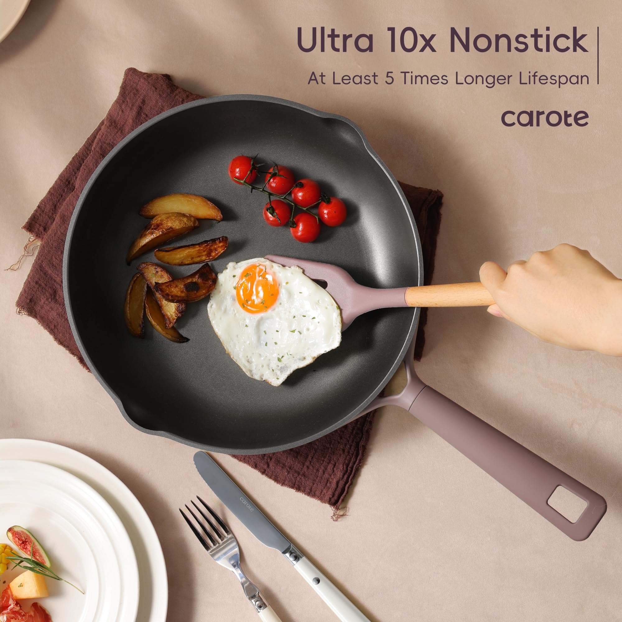 Foto 4 | Juego De Utensilios De Cocina Carote, 19 Piezas, Antiadherentes De Inducción, Color Marrón Rosado - Venta Internaciona