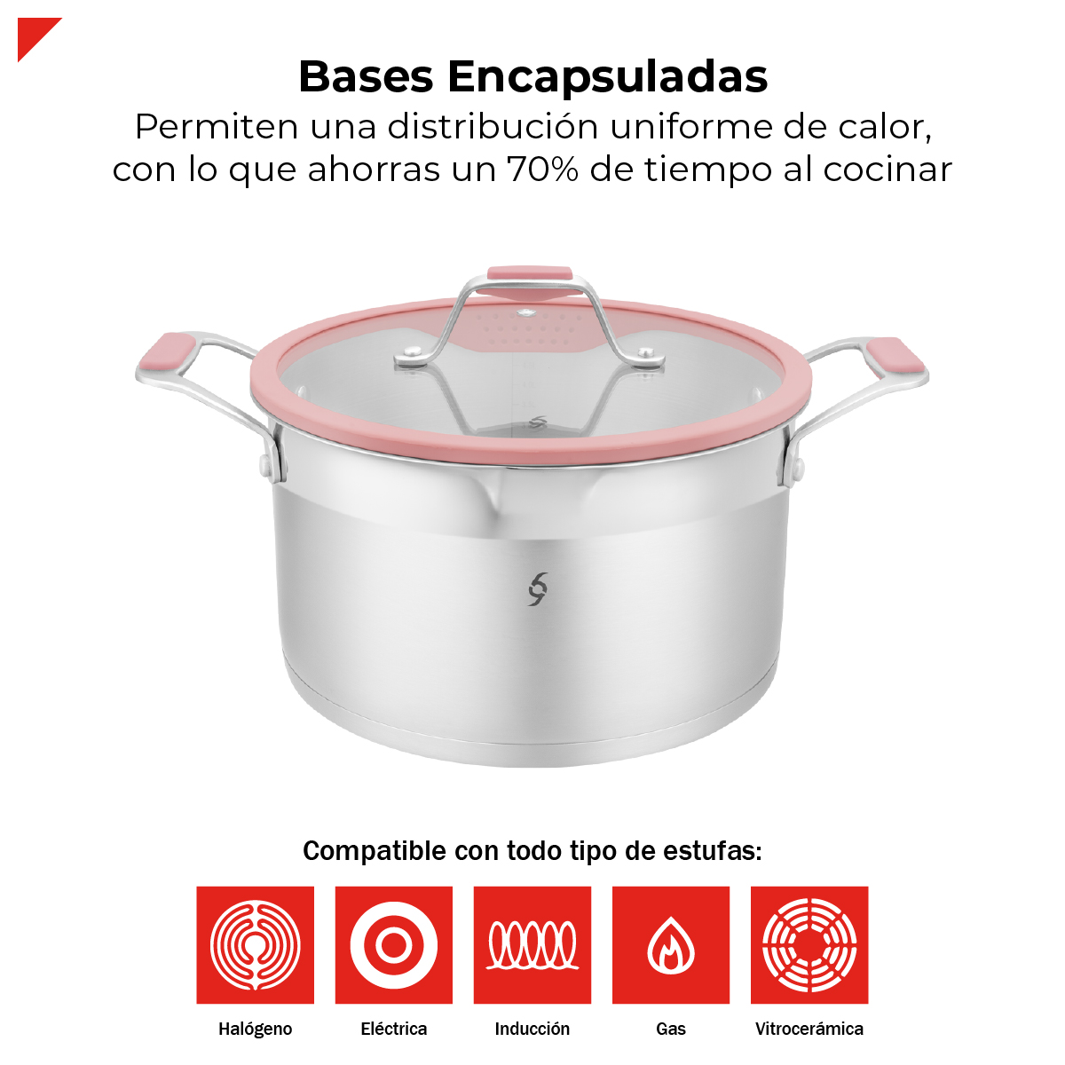 Foto 6 pulgar | Batería de Cocina Bogner de Acero Inoxidable 304 7 Piezas Rosa Bcps06p