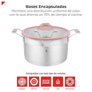 Foto 5 | Batería de Cocina Bogner de Acero Inoxidable 304 7 Piezas Rosa Bcps06p