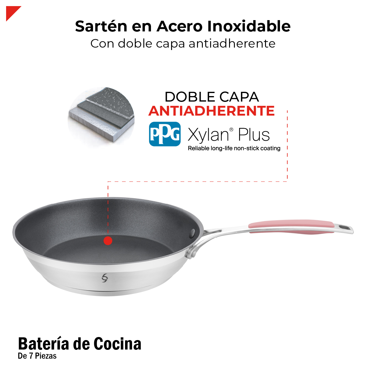 Foto 7 pulgar | Batería de Cocina Bogner de Acero Inoxidable 304 7 Piezas Rosa Bcps06p