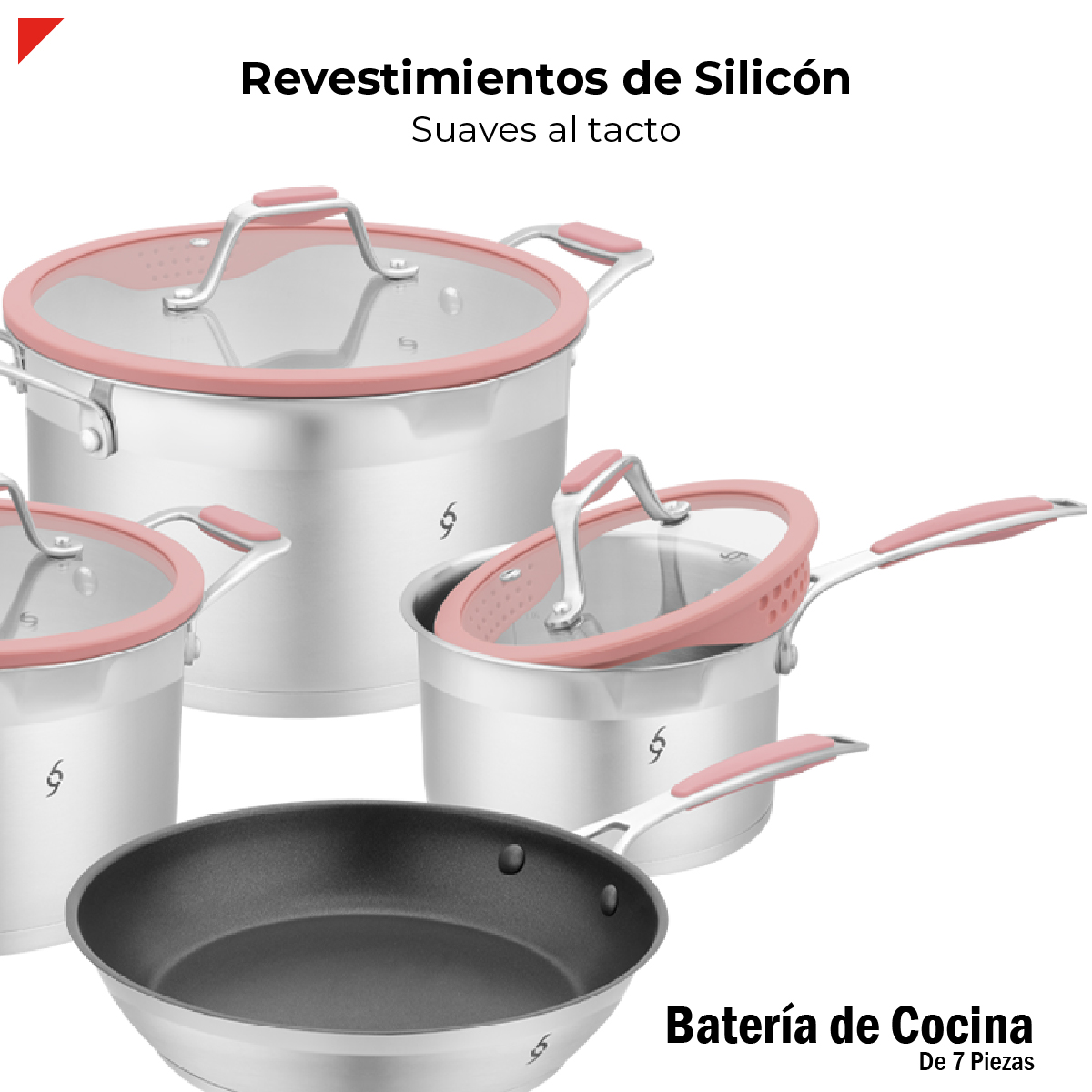 Foto 8 pulgar | Batería de Cocina Bogner de Acero Inoxidable 304 7 Piezas Rosa Bcps06p