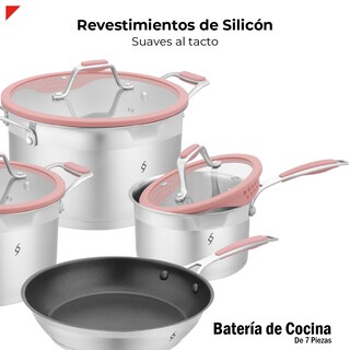 Foto 7 | Batería de Cocina Bogner de Acero Inoxidable 304 7 Piezas Rosa Bcps06p