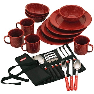 Foto 1 | Set De Cocina Coleman, 24 Piezas, Esmaltado Moteado, Color Rojo - Venta Internacional.