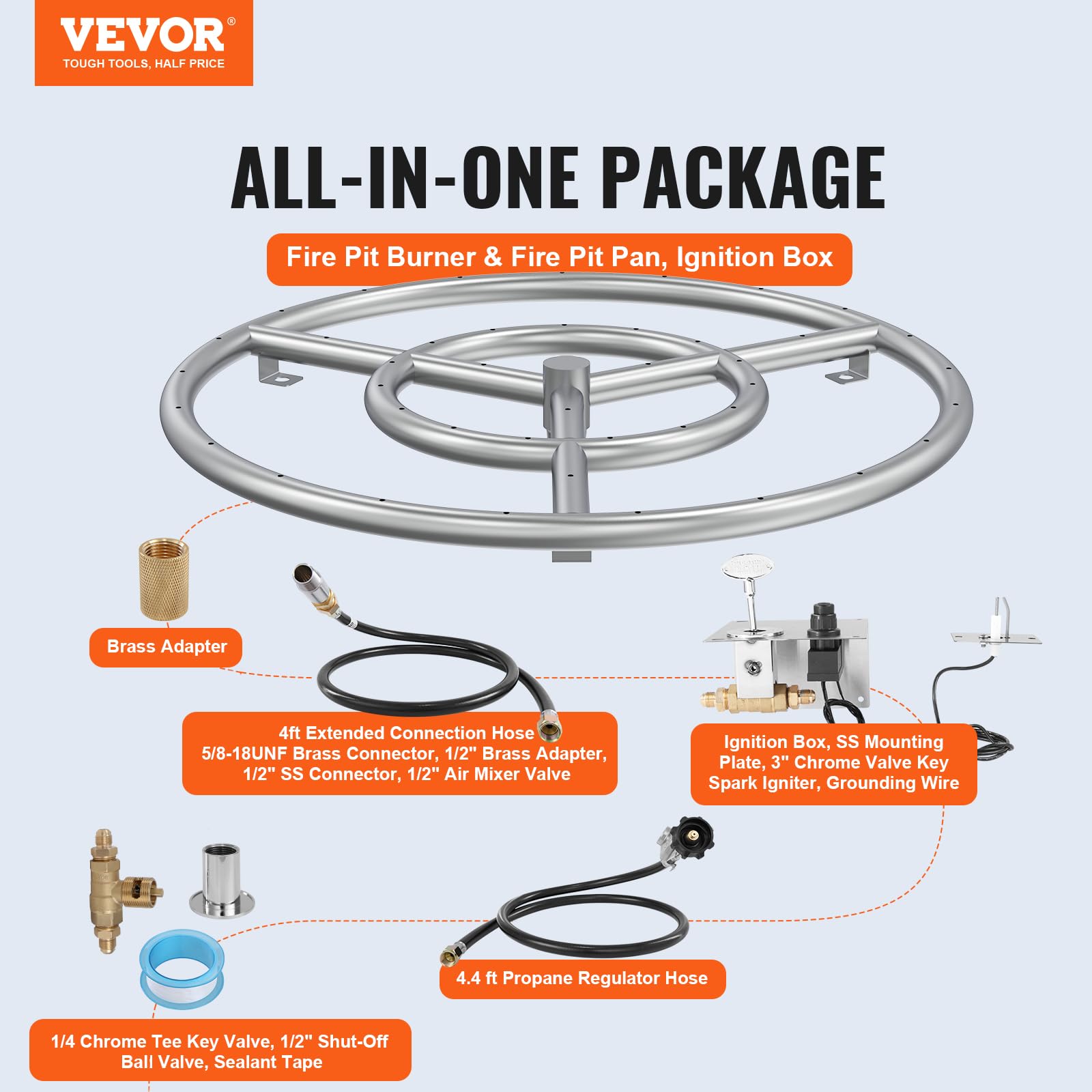 Foto 2 | Sartén Para Fogatas Vevor Redonda De Acero Inoxidable De 18 Pulgadas Con Accesorios - Venta Internacional.
