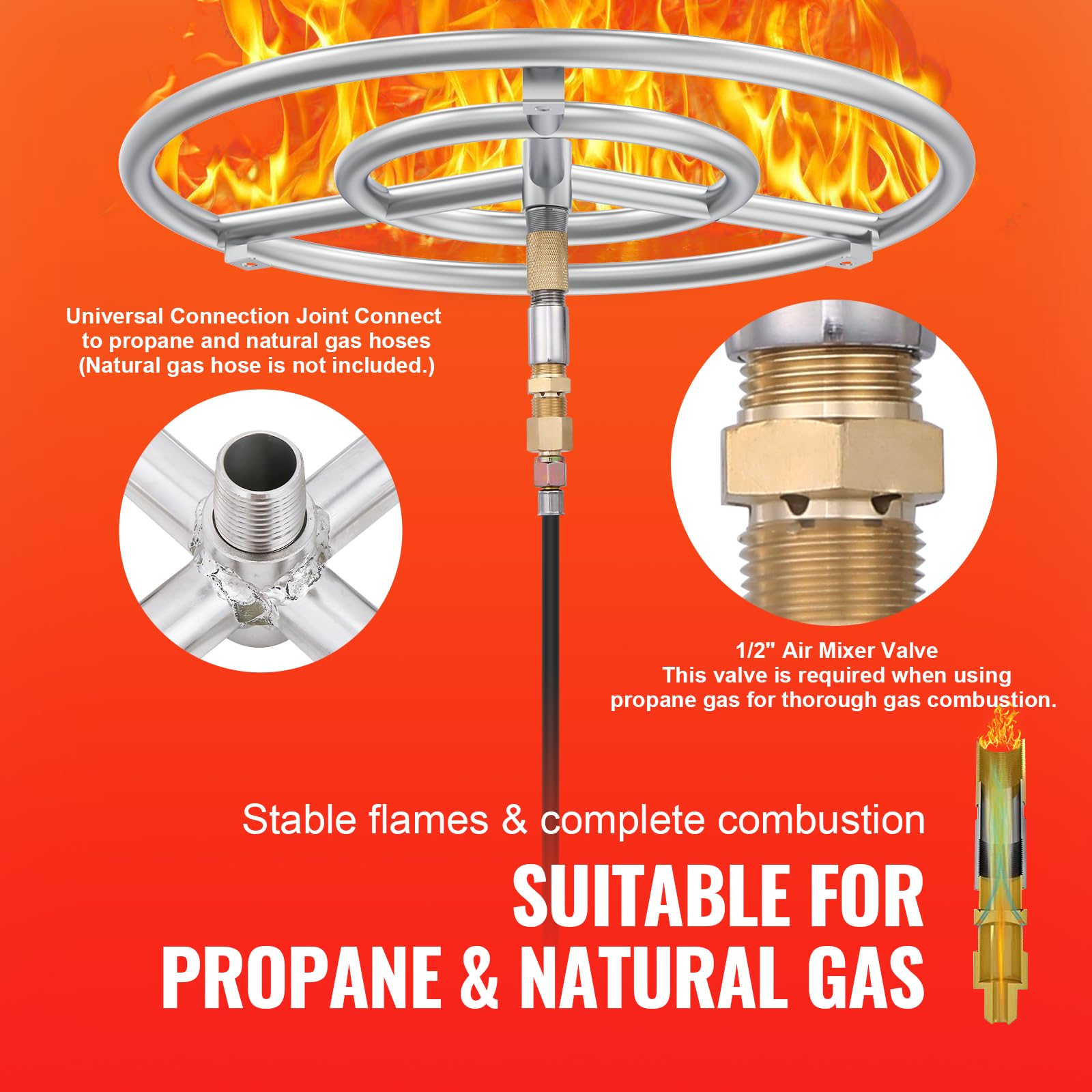 Foto 6 | Sartén Para Fogatas Vevor Redonda De Acero Inoxidable De 18 Pulgadas Con Accesorios - Venta Internacional.