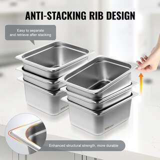 Foto 5 | Sartenes Para Alimentos Vevor De Acero Inoxidable, Tamaño 1/2, 6 Pulgadas De Profundidad Y 0,8 Mm - Venta Internacional