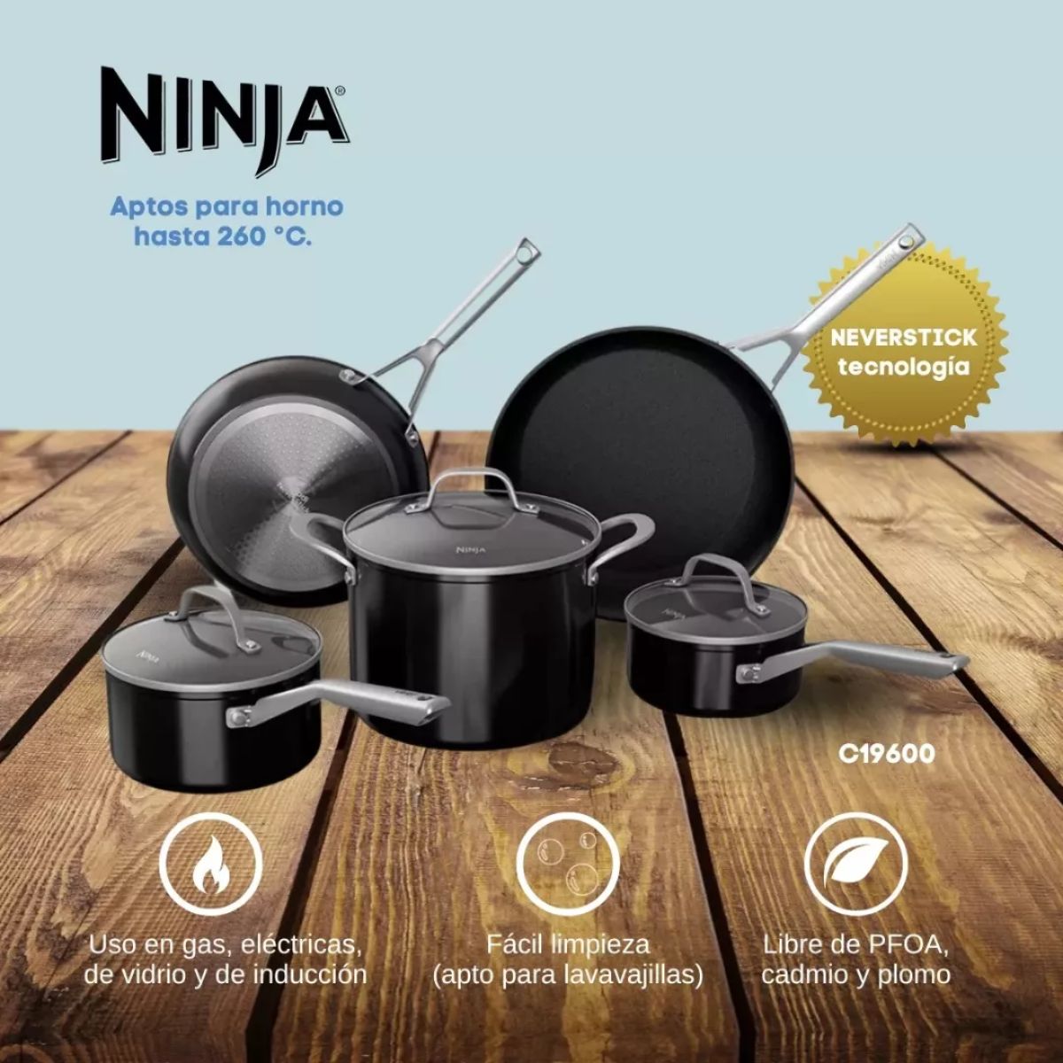 Foto 6 pulgar | Batería de Cocina Ninja Essential 8 Piezas
