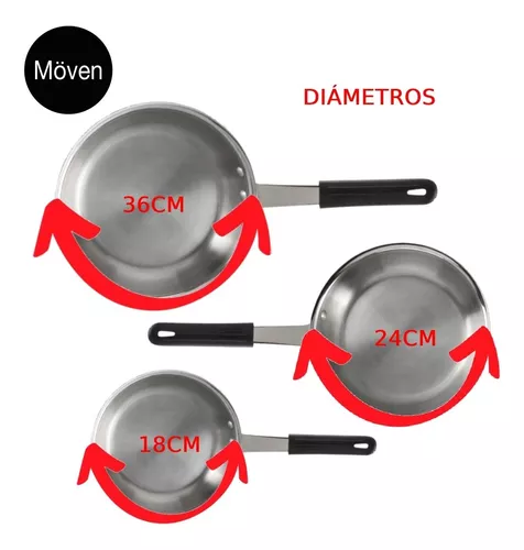 Foto 6 | Juego de Sartenes Moven de Acero Inoxidable 4 Piezas