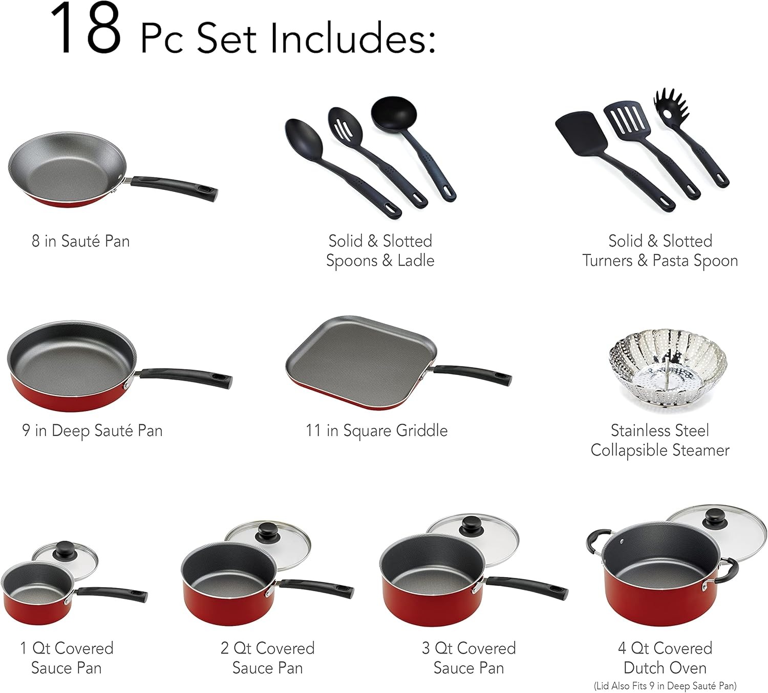 Foto 4 pulgar | Batería de Cocina Tramontina 80119567 Primaware Aluminio 18 Piezas Rojo