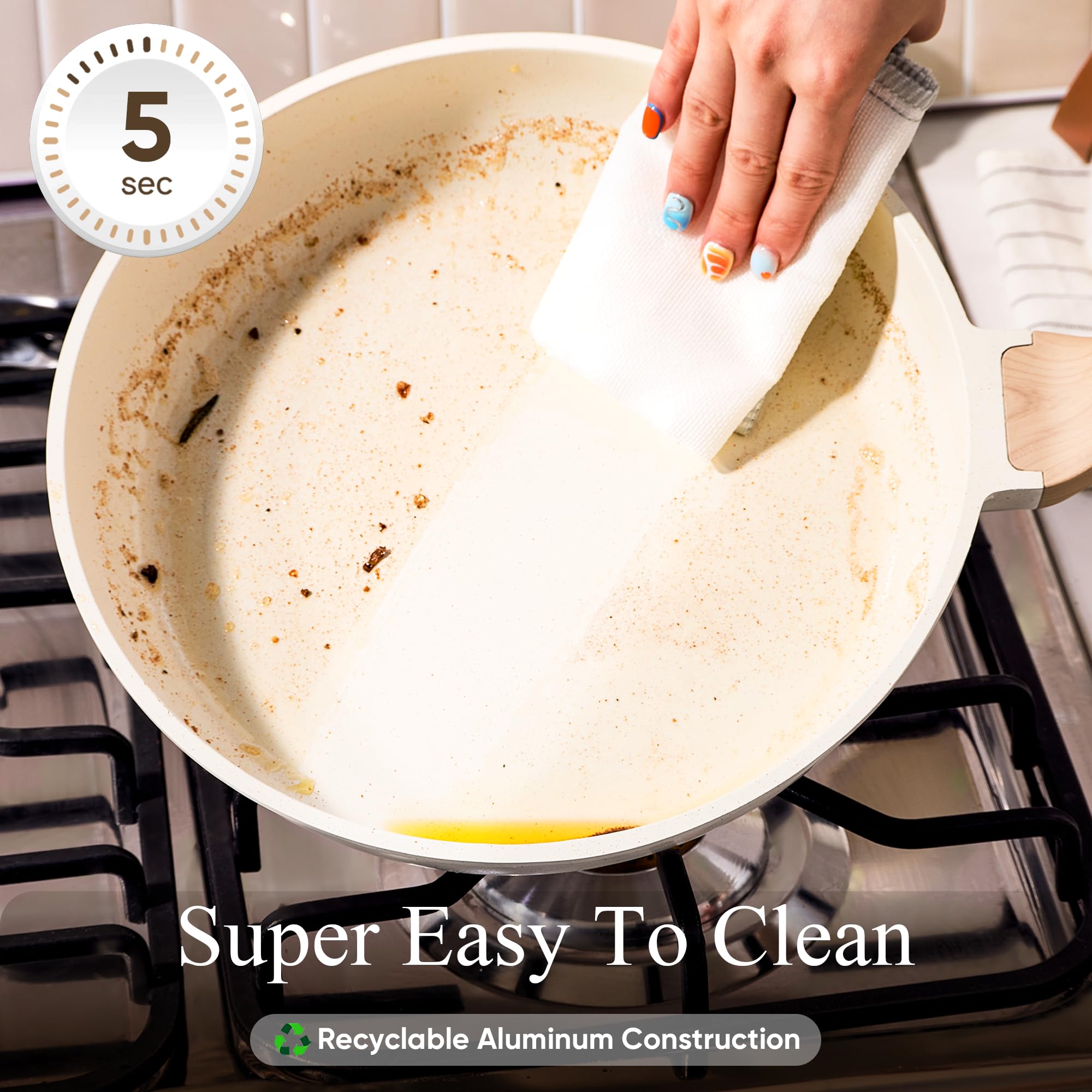 Foto 4 pulgar | Juego De Utensilios De Cocina Carote White Granite Induction, 11 Piezas, Antiadherentes - Venta Internacional.