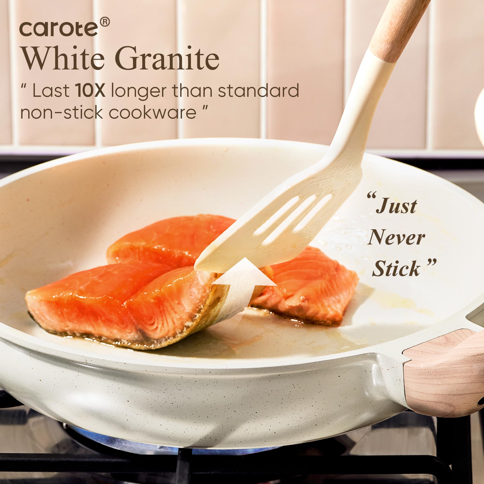 Foto 4 | Juego De Utensilios De Cocina Carote White Granite Induction, 11 Piezas, Antiadherentes - Venta Internacional.