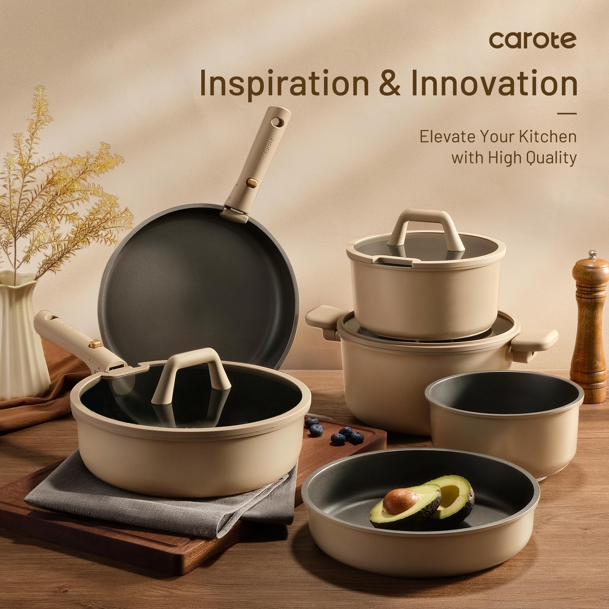 Foto 7 | Juego De Utensilios De Cocina Carote, Antiadherentes, 21 Piezas, Con Mango Desmontable - Venta Internacional.