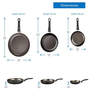 Foto 4 | Juego De 3 Sartenes De Aluminio Y Volteador Cinsa Magnífica Lab.g Negro