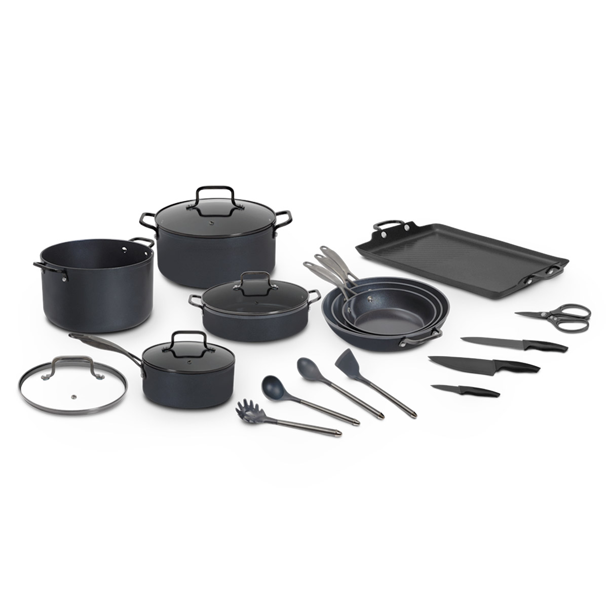 Batería De Cocina Jade Cook Jade Black + Utensilios 20 Piezas
