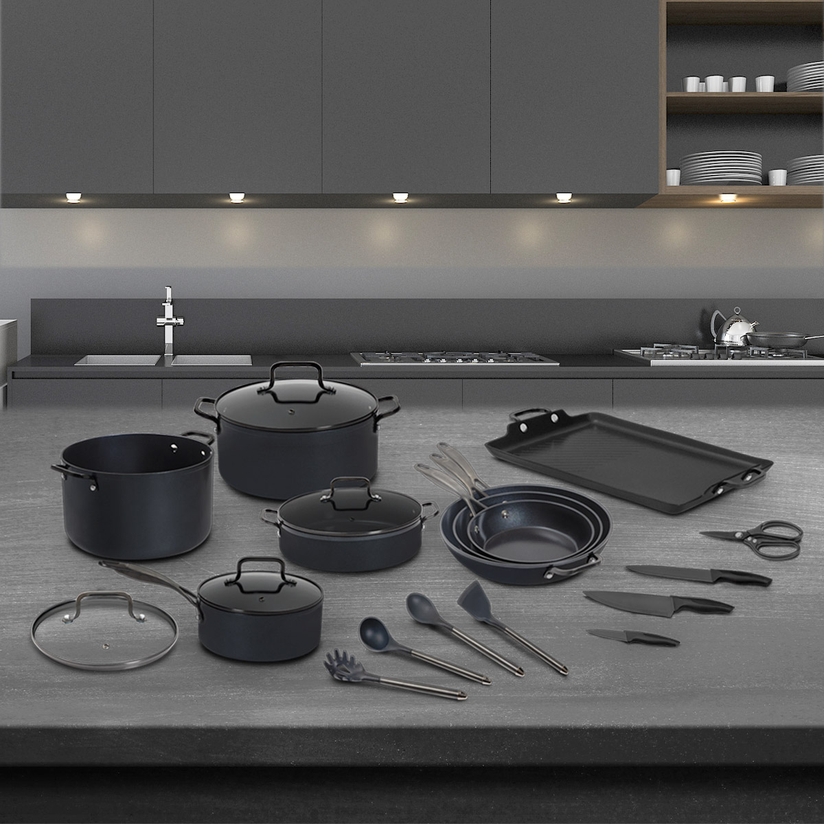 Foto 8 | Batería De Cocina Jade Cook Jade Black + Utensilios 20 Piezas
