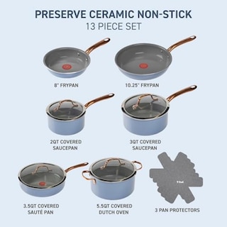 Foto 2 | Juego De Utensilios De Cocina Tefal Preserve De Cerámica Antiadherente, 13 Piezas, Azul - Venta Internacional.