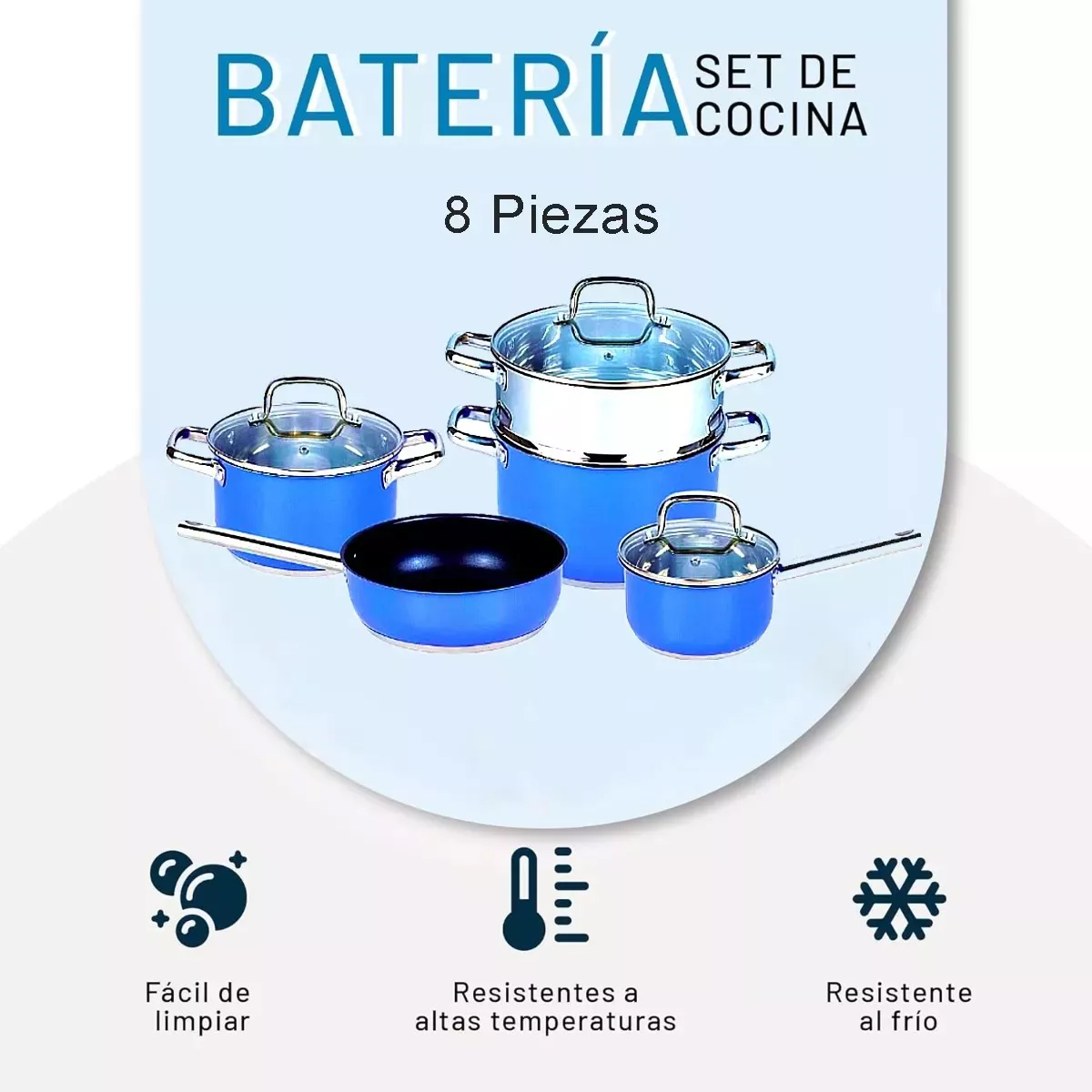 Foto 3 pulgar | Batería de Cocina de Acero Inoxidable Kitchenes 8 Piezas
