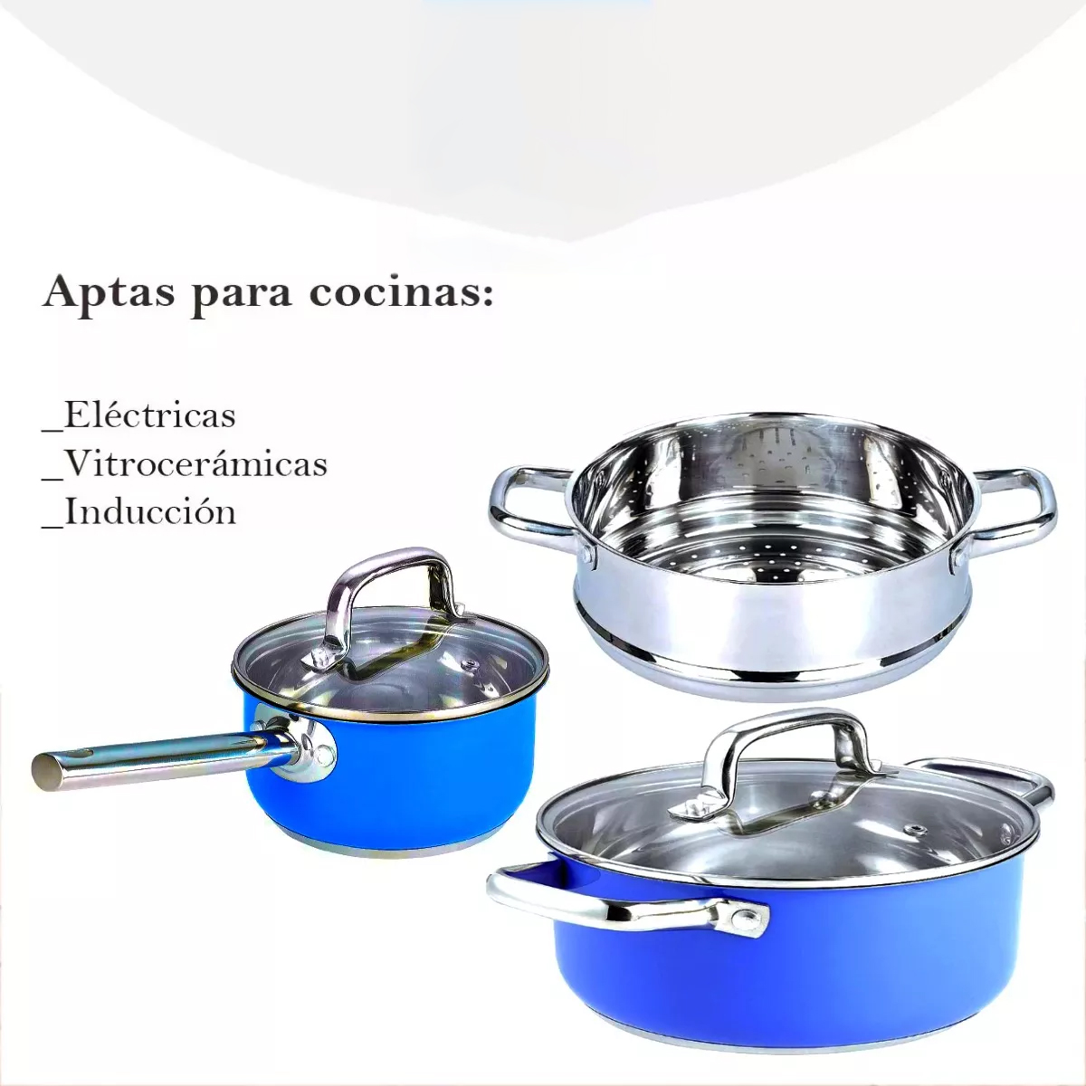 Foto 6 | Batería de Cocina de Acero Inoxidable Kitchenes 8 Piezas