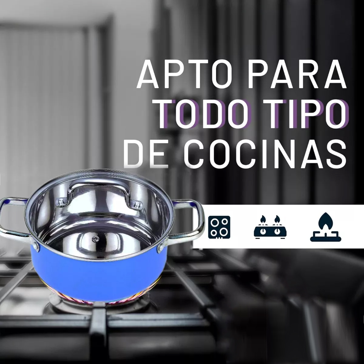 Foto 8 pulgar | Batería de Cocina de Acero Inoxidable Kitchenes 8 Piezas