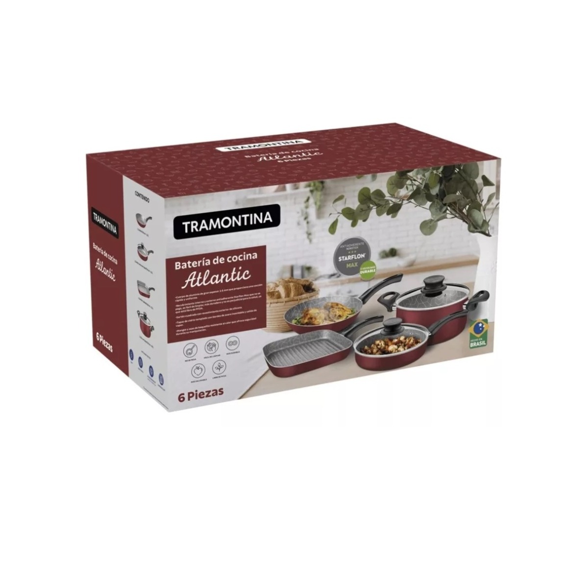 Foto 4 pulgar | Bateria De Cocina 6 Piezas Atlantic Roja Tramontina
