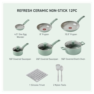 Foto 2 | Juego De Utensilios De Cocina T-fal Refresh De Cerámica Antiadherente, 12 Piezas - Venta Internacional.