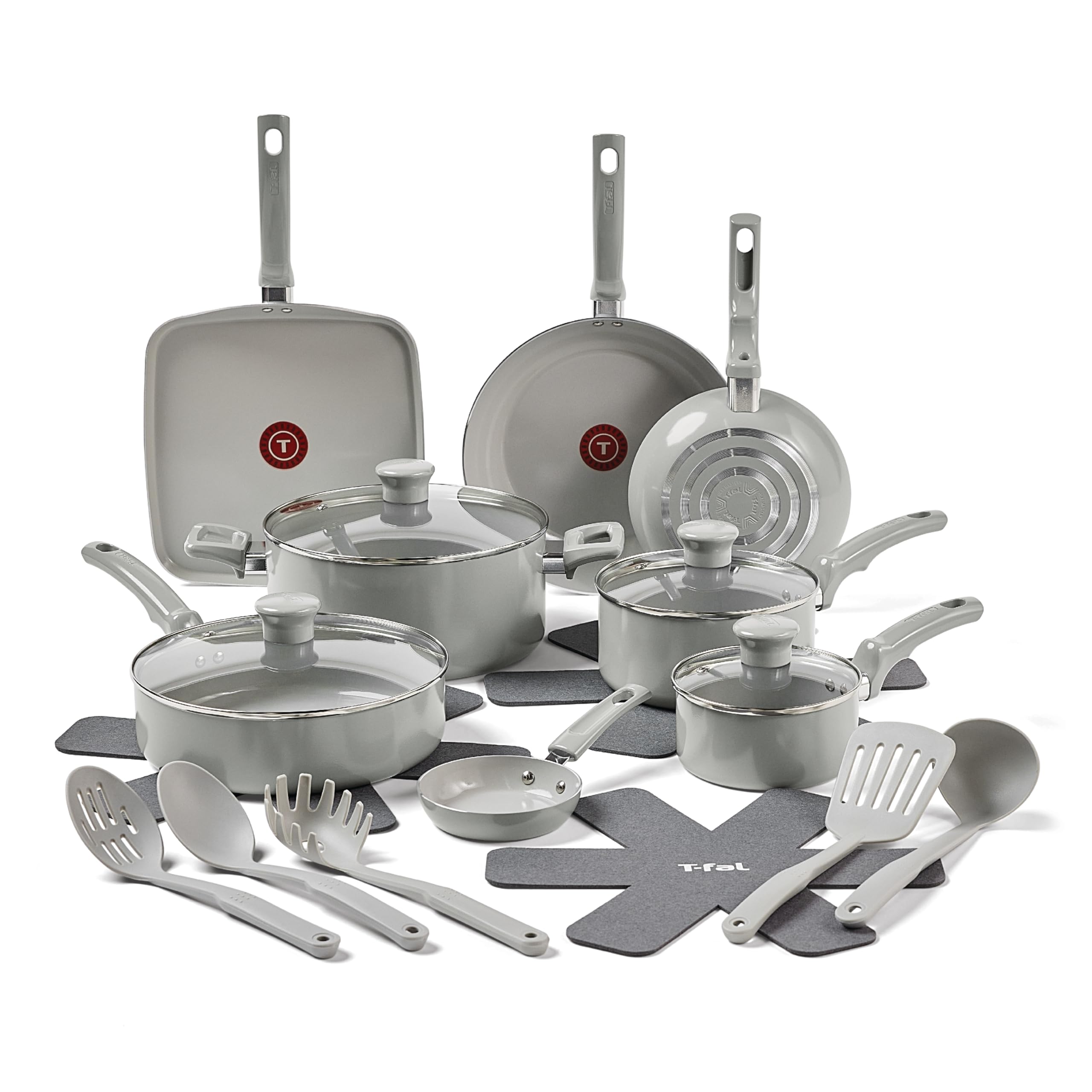 Foto 2 pulgar | Juego De Utensilios De Cocina T-fal Refresh Ceramic, 20 Piezas, Con Utensilios, Color Gris Luna - Venta Internacional.