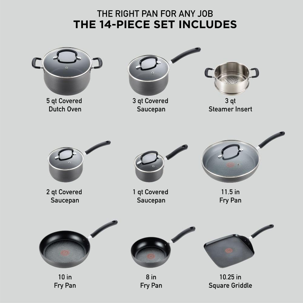 Foto 3 pulgar | Juego De Utensilios De Cocina T-fal Ultimate, Antiadherente Anodizado Duro, 14 Piezas - Venta Internacional.