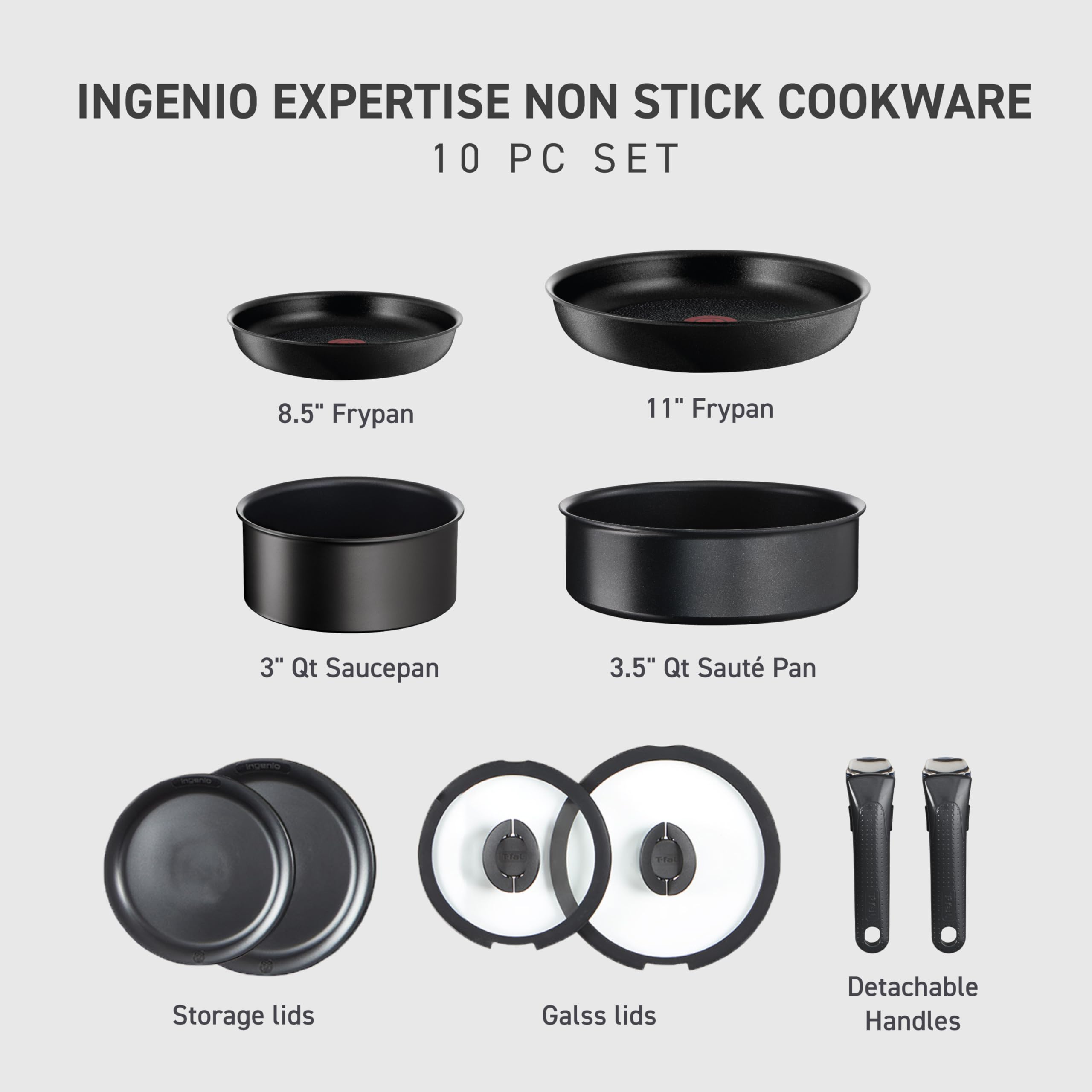 Foto 2 | Set De Utensilios De Cocina T-fal Ingenio Expertise 10 Piezas Para Inducción - Venta Internacional.