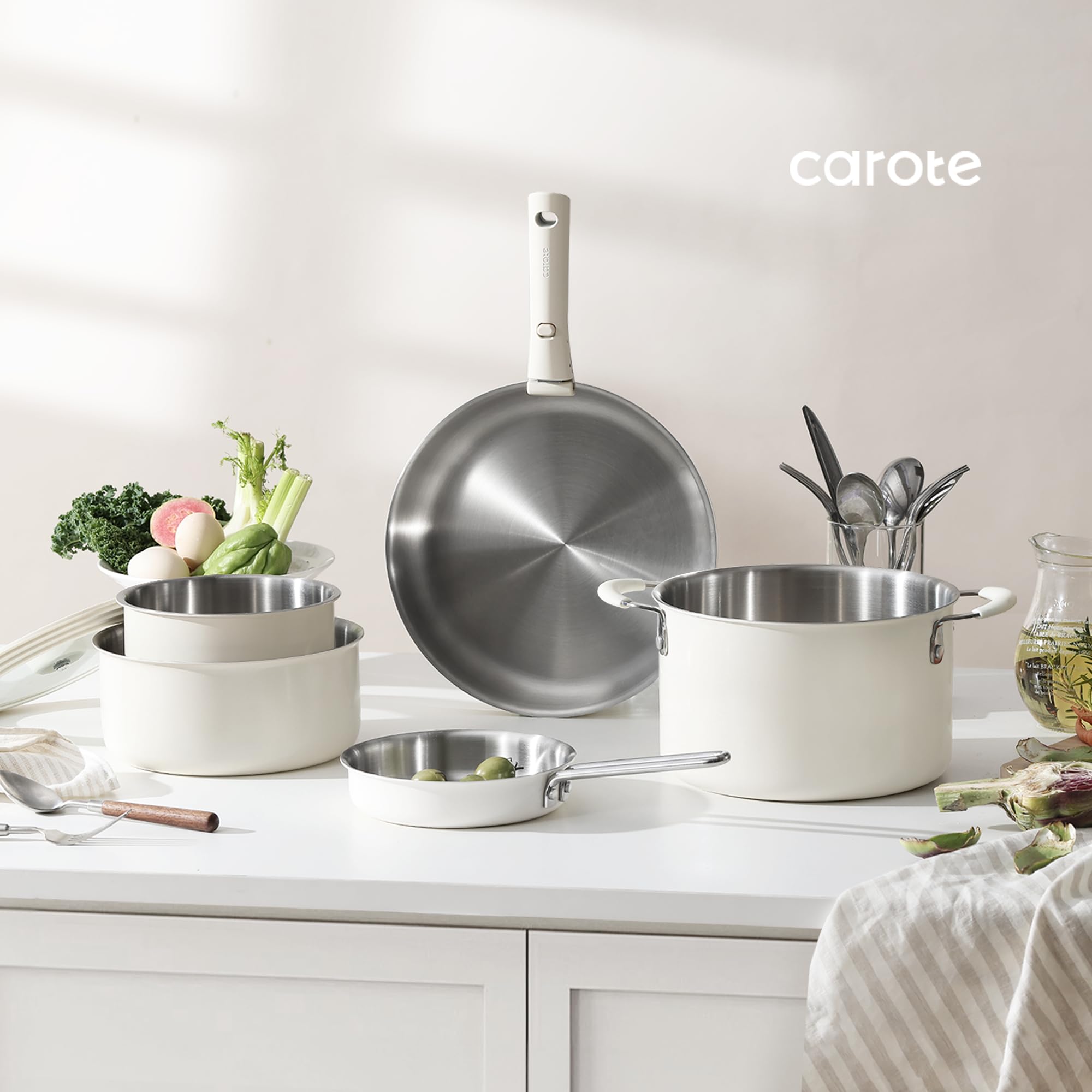Foto 4 pulgar | Juego De Utensilios De Cocina Carote De Acero Inoxidable, 14 Piezas, Blanco De Inducción - Venta Internacional.