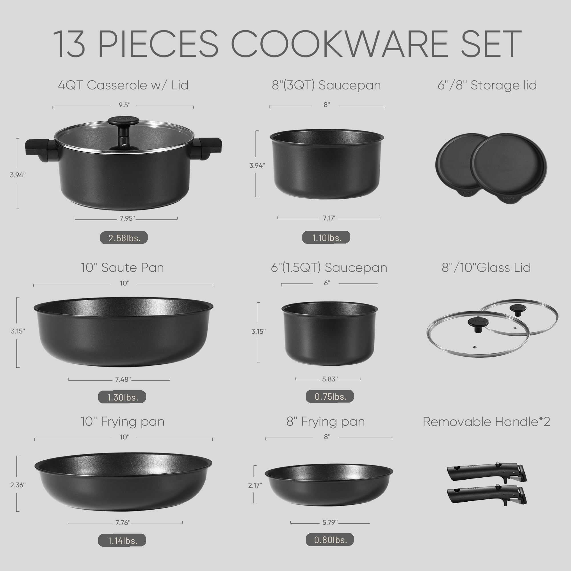 Foto 3 pulgar | Juego De Utensilios De Cocina Carote Antiadherentes Con Mango Desmontable, 13 Piezas - Venta Internacional.